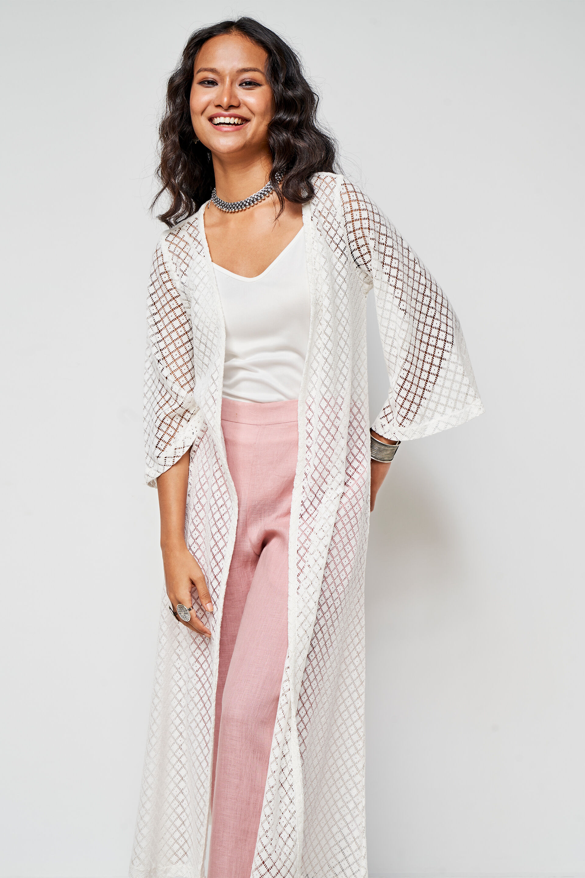 White Tie-Up Cape, Off White, image 3